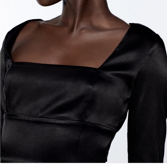 Zara Satin Top Black with Adjustable Back Ties - Picture 3 of 8